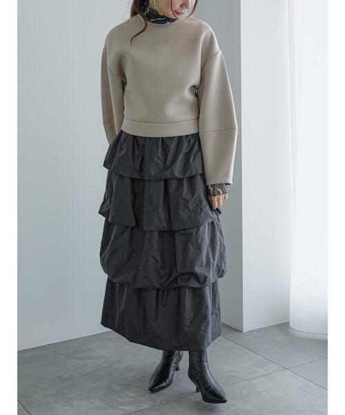 Te chichi（テチチ）の「ダンボールプルオーバー（セットアップ可）（Tシャツ/カットソー・レディース・ブラック/ベージュ・F）」の4枚目の写真