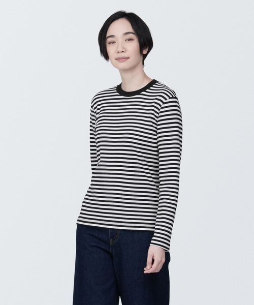 無印良品（ムジルシリョウヒン）の「婦人　スムース編みクルーネック長袖Ｔシャツ（Tシャツ/カットソー・レディース・ブラウン系5/ライトグレー/ブラック系/ブラック/ホワイト・L/M/S/XL/XS）」の3枚目の写真