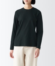 婦人 スムース編みクルーネック長袖Tシャツ