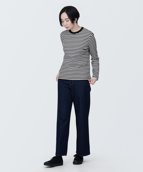 無印良品（ムジルシリョウヒン）の「婦人　スムース編みクルーネック長袖Ｔシャツ（Tシャツ/カットソー・レディース・ブラウン系5/ライトグレー/ブラック系/ブラック/ホワイト・L/M/S/XL/XS）」の19枚目の写真