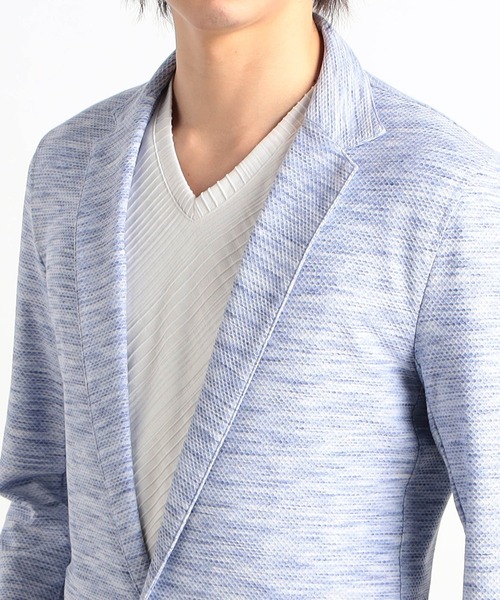 HIDEAWAYS NICOLE（ハイダウェイニコル）の「ハニカムジャガードジャケット（カーディガン/ボレロ・メンズ・ブラック×ホワイト/ブラック×グレー/ピンク/ライトグレー/ブルー・MEDIUM/LARGE/X-LARGE/XX-LARGE）」の9枚目の写真