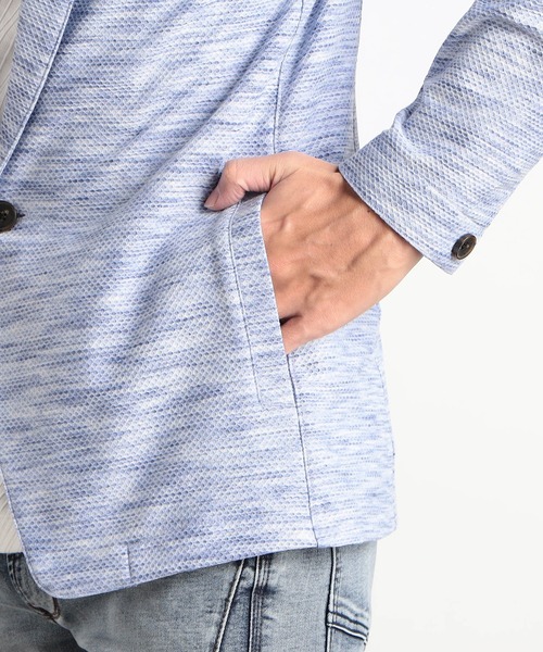 HIDEAWAYS NICOLE（ハイダウェイニコル）の「ハニカムジャガードジャケット（カーディガン/ボレロ・メンズ・ブラック×ホワイト/ブラック×グレー/ピンク/ライトグレー/ブルー・MEDIUM/LARGE/X-LARGE/XX-LARGE）」の11枚目の写真