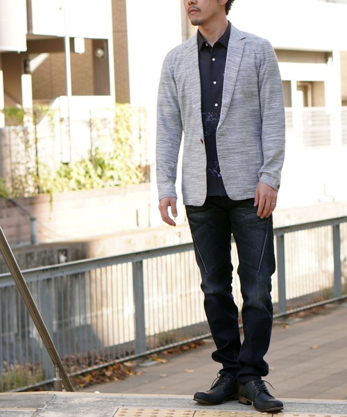 HIDEAWAYS NICOLE（ハイダウェイニコル）の「ハニカムジャガードジャケット（カーディガン/ボレロ・メンズ・ブラック×ホワイト/ブラック×グレー/ピンク/ライトグレー/ブルー・MEDIUM/LARGE/X-LARGE/XX-LARGE）」の22枚目の写真