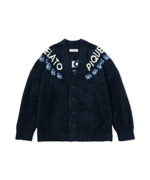 gelato pique（ジェラートピケ）の「【HOMME】ベビモコフラワージャガードカーディガン（ルームウェア/パジャマ・メンズ・クリーム/ネイビー・MEDIUM/LARGE）」の14枚目の写真