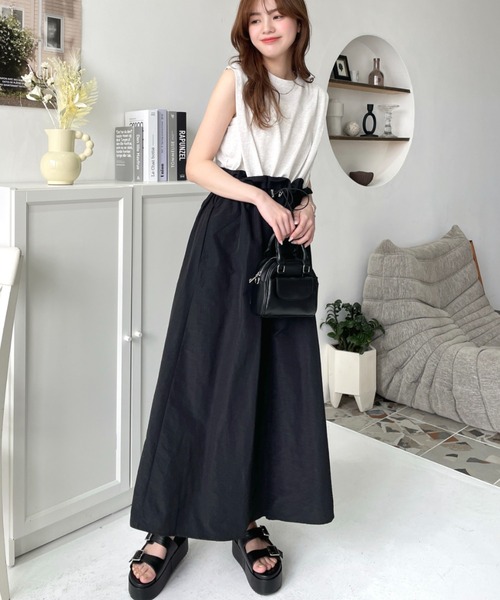 moment+（モーメントプラス）の「ウエストドロスト異素材ドッキングワンピース（ワンピース・レディース・ベージュ/ネイビー/ブラック/ブラック系その他2/オフホワイト/ブラック系その他・M）」の22枚目の写真