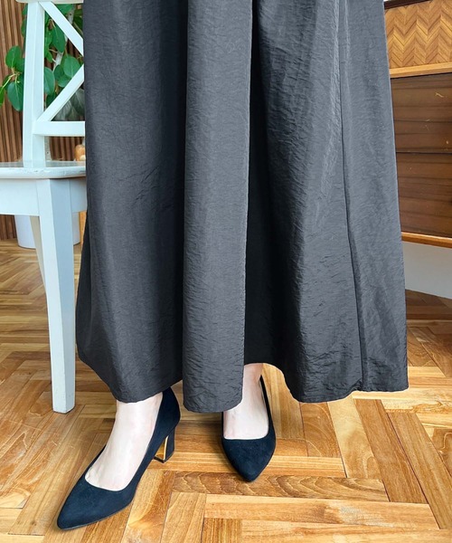 moment+（モーメントプラス）の「ウエストドロスト異素材ドッキングワンピース（ワンピース・レディース・ベージュ/ネイビー/ブラック/ブラック系その他2/オフホワイト/ブラック系その他・M）」の10枚目の写真