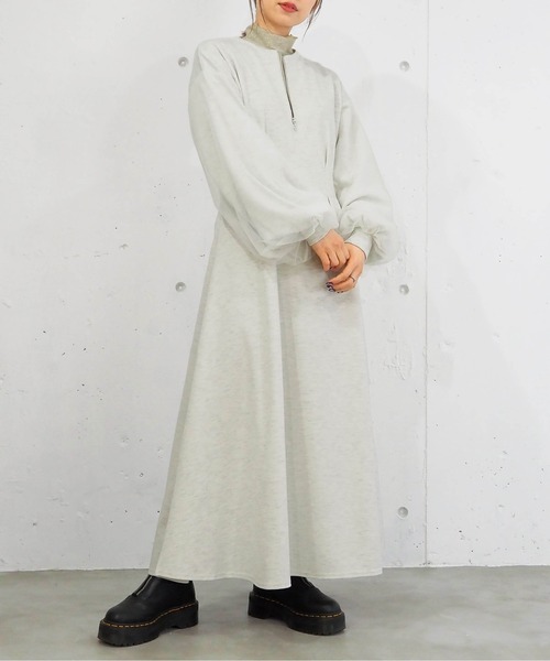 tiptop(ティップトップ)の「ハーフジップ袖チュールワンピース(ワンピース・レディース・ブラック/グレー/チャコールグレー・FREE)」の12枚目の写真