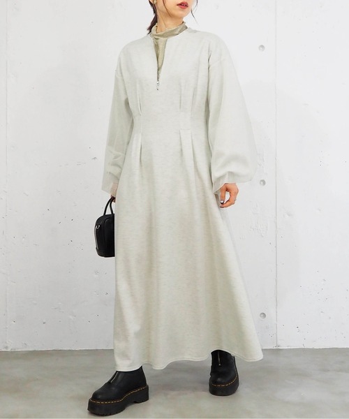 tiptop(ティップトップ)の「ハーフジップ袖チュールワンピース(ワンピース・レディース・ブラック/グレー/チャコールグレー・FREE)」の14枚目の写真