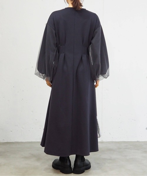 tiptop(ティップトップ)の「ハーフジップ袖チュールワンピース(ワンピース・レディース・ブラック/グレー/チャコールグレー・FREE)」の4枚目の写真