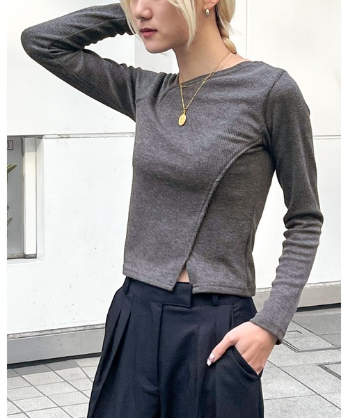 3.3 Field Trip (3.3フィールドトリップ)の「3.3 Field Trip/アンバランスラップ長袖T ド 2996075(Tシャツ/カットソー・レディース・チャコール/ブラック/アイボリー・FREE)」の7枚目の写真