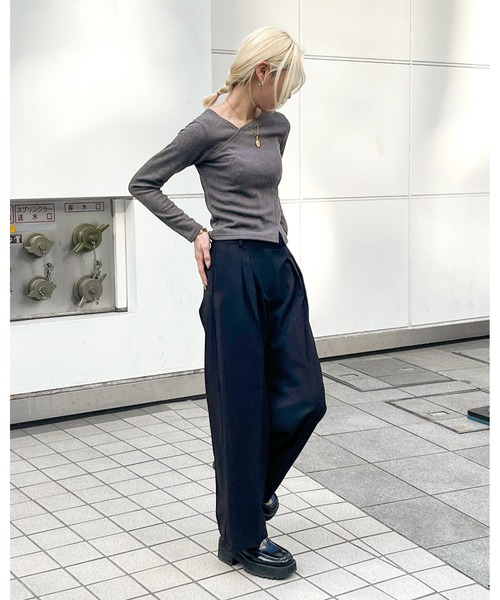 3.3 Field Trip (3.3フィールドトリップ)の「3.3 Field Trip/アンバランスラップ長袖T ド 2996075(Tシャツ/カットソー・レディース・チャコール/ブラック/アイボリー・FREE)」の5枚目の写真