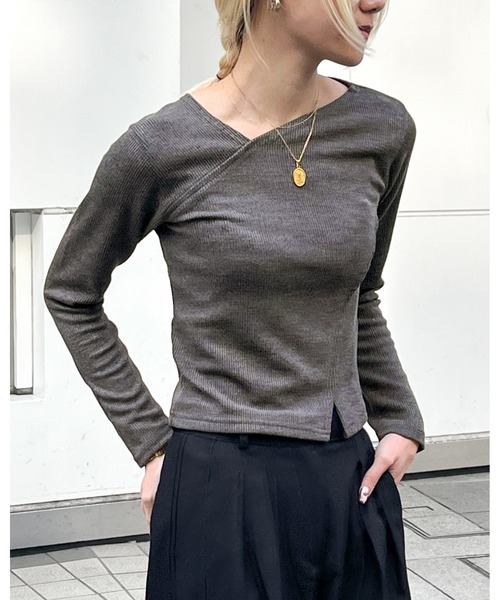3.3 Field Trip (3.3フィールドトリップ)の「3.3 Field Trip/アンバランスラップ長袖T ド 2996075(Tシャツ/カットソー・レディース・チャコール/ブラック/アイボリー・FREE)」の8枚目の写真