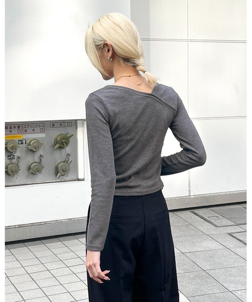 3.3 Field Trip (3.3フィールドトリップ)の「3.3 Field Trip/アンバランスラップ長袖T ド 2996075(Tシャツ/カットソー・レディース・チャコール/ブラック/アイボリー・FREE)」の9枚目の写真