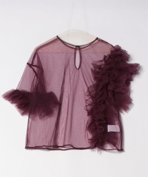 【セール】【MAISON BREEZE reveur】asymmetry frill sheer tulle blouse アシンメトリーフリルシアーチュールブラウス シアートップス trc（シャツ/ブラウス）｜MAISON BREEZE reveur（メゾンブリーズレヴール）