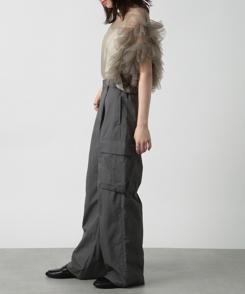 【セール】【MAISON BREEZE reveur】asymmetry frill sheer tulle blouse アシンメトリーフリルシアーチュールブラウス シアートップス trc（シャツ/ブラウス）｜MAISON BREEZE reveur（メゾンブリーズレヴール）
