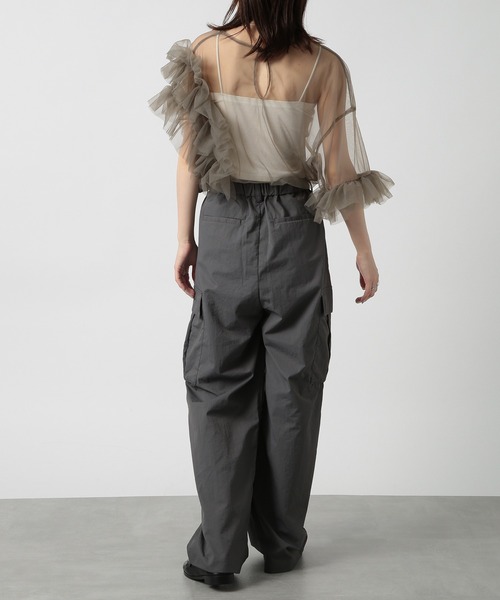 【セール】【MAISON BREEZE reveur】asymmetry frill sheer tulle blouse アシンメトリーフリルシアーチュールブラウス シアートップス trc（シャツ/ブラウス）｜MAISON BREEZE reveur（メゾンブリーズレヴール）