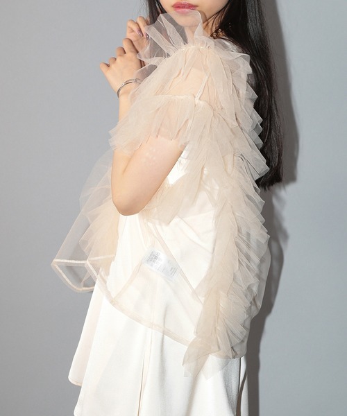 【セール】【MAISON BREEZE reveur】asymmetry frill sheer tulle blouse アシンメトリーフリルシアーチュールブラウス シアートップス trc（シャツ/ブラウス）｜MAISON BREEZE reveur（メゾンブリーズレヴール）