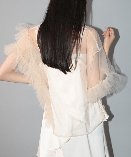 【セール】【MAISON BREEZE reveur】asymmetry frill sheer tulle blouse アシンメトリーフリルシアーチュールブラウス シアートップス trc（シャツ/ブラウス）｜MAISON BREEZE reveur（メゾンブリーズレヴール）
