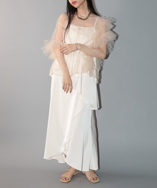 【セール】【MAISON BREEZE reveur】asymmetry frill sheer tulle blouse アシンメトリーフリルシアーチュールブラウス シアートップス trc（シャツ/ブラウス）｜MAISON BREEZE reveur（メゾンブリーズレヴール）