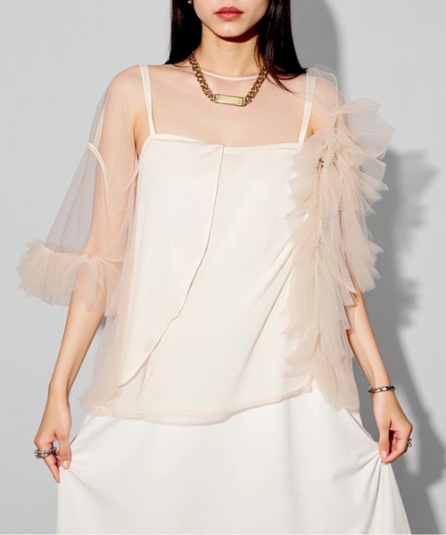 セール】【MAISON BREEZE reveur】アシンメトリーフリルシアー セール】【MAISON BREEZE reveur】アシンメトリーフリルシアー