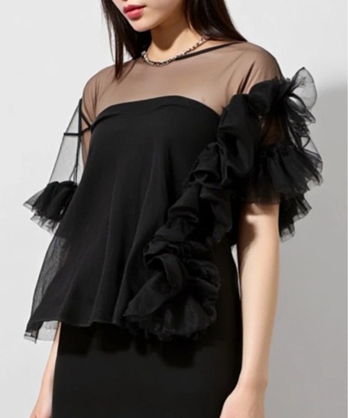 MAISON BREEZE reveur（メゾンブリーズレヴール）の「【MAISON BREEZE reveur】アシンメトリーフリルシアーチュールブラウス シアートップス trc（シャツ/ブラウス・レディース・ブラック/グレー/アイボリー/レッド/チャコールグレー/ブルーグリーン/バーガンディー・FREE）」の22枚目の写真