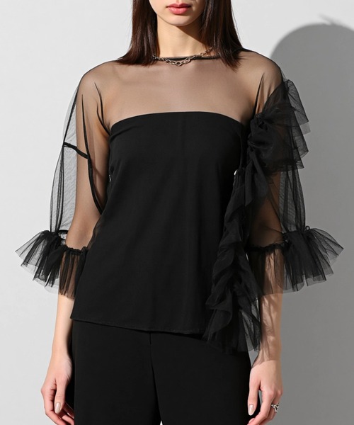 MAISON BREEZE reveur（メゾンブリーズレヴール）の「【MAISON BREEZE reveur】アシンメトリーフリルシアーチュールブラウス シアートップス trc（シャツ/ブラウス・レディース・ブラック/グレー/アイボリー/レッド/チャコールグレー/ブルーグリーン/バーガンディー・FREE）」の21枚目の写真