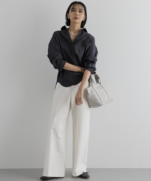 BARNYARDSTORM（バンヤードストーム）の「BARNYARDSTORM / ２ＷＡＹビッグシャツ（シャツ/ブラウス・レディース・ホワイト/ベージュ/チャコール・FREE）」の12枚目の写真