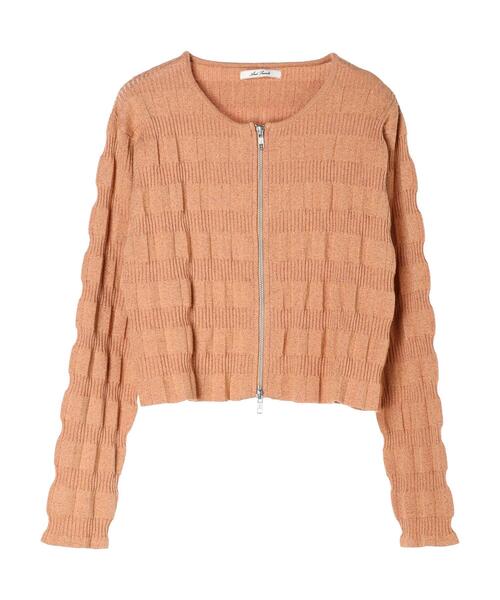 Green　Parks（グリーンパークス）の「・AND　SEARCH　ラメランダムリブカーディガン（カーディガン/ボレロ・レディース・ブラック/アイボリー/オレンジ・FREE）」の9枚目の写真