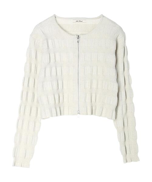 Green　Parks（グリーンパークス）の「・AND　SEARCH　ラメランダムリブカーディガン（カーディガン/ボレロ・レディース・ブラック/アイボリー/オレンジ・FREE）」の6枚目の写真