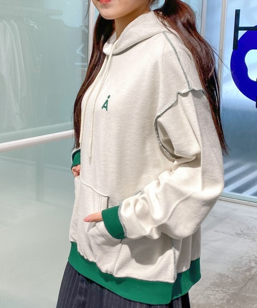 ALAND（エーランド）の「【UNISEX】ALAND／リバースステッチフーディー 2997322（パーカー・レディース・ライトグレー/ネイビー/グリーン・FREE）」の15枚目の写真