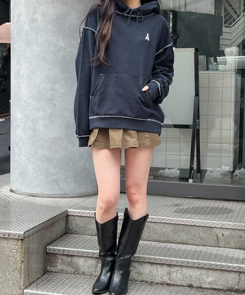 ALAND（エーランド）の「【UNISEX】ALAND／リバースステッチフーディー 2997322（パーカー・レディース・ライトグレー/ネイビー/グリーン・FREE）」の16枚目の写真