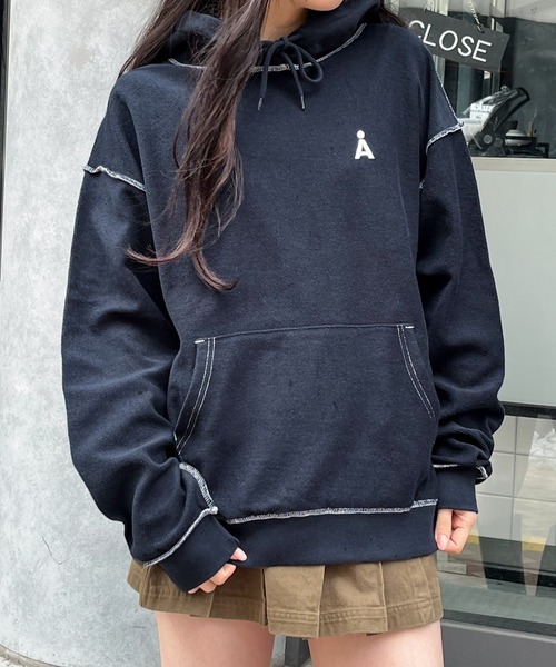 ALAND（エーランド）の「【UNISEX】ALAND／リバースステッチフーディー 2997322（パーカー・レディース・ライトグレー/ネイビー/グリーン・FREE）」の18枚目の写真