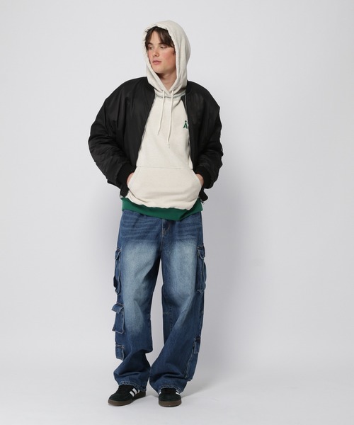 ALAND（エーランド）の「【UNISEX】ALAND／リバースステッチフーディー 2997322（パーカー・レディース・ライトグレー/ネイビー/グリーン・FREE）」の7枚目の写真