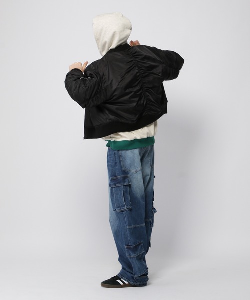 ALAND（エーランド）の「【UNISEX】ALAND／リバースステッチフーディー 2997322（パーカー・レディース・ライトグレー/ネイビー/グリーン・FREE）」の6枚目の写真