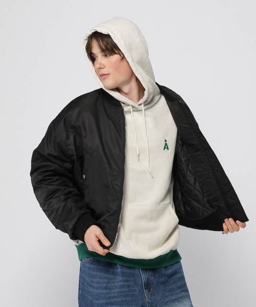 ALAND（エーランド）の「【UNISEX】ALAND／リバースステッチフーディー 2997322（パーカー・レディース・ライトグレー/ネイビー/グリーン・FREE）」の5枚目の写真