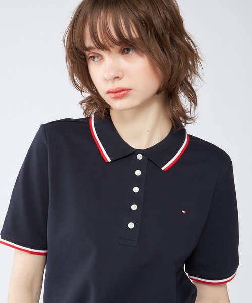 TOMMY HILFIGER（トミーヒルフィガー）の「【FUDGE掲載】オリンピックストライプレギュラーポロシャツ（ポロシャツ・レディース・ネイビー/ホワイト・MEDIUM/SMALL/X-SMALL）」の3枚目の写真