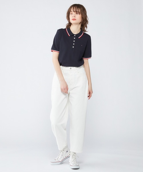 TOMMY HILFIGER（トミーヒルフィガー）の「【FUDGE掲載】オリンピックストライプレギュラーポロシャツ（ポロシャツ・レディース・ネイビー/ホワイト・MEDIUM/SMALL/X-SMALL）」の5枚目の写真