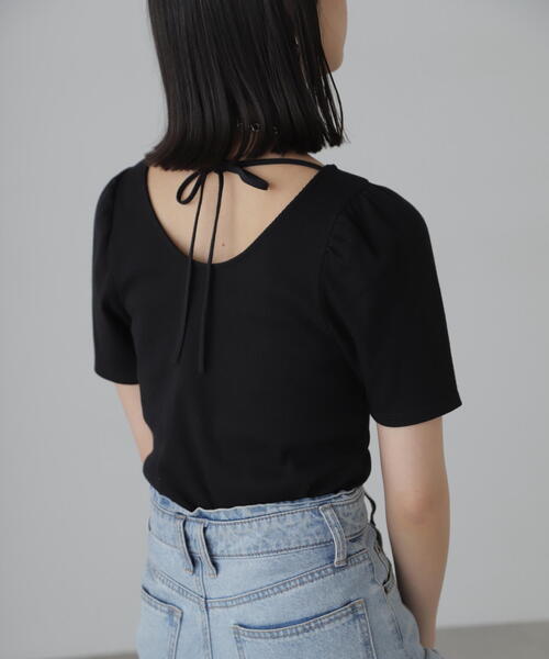 FREE'S MART（フリーズマート）の「◆バックリボンパフスリーブテレコカットソー（Tシャツ/カットソー・レディース・ブラック/ホワイト/ピンク/ライトグリーン・FREE）」の10枚目の写真