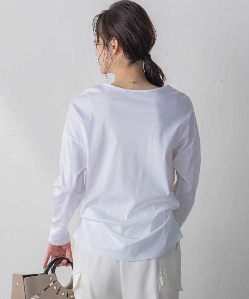 LAUTREAMONT(ロートレアモン)の「【WEB限定】【3サイズ】スムースコットンカットソー≪洗える/接触冷感≫(Tシャツ/カットソー・レディース・ベージュ/チャコールグレー/ブルー/ブラック/ホワイト・11号/9号/7号)」の10枚目の写真