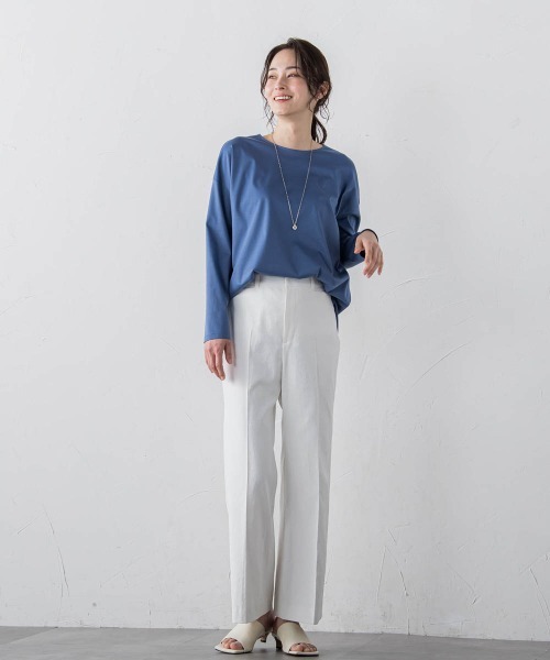 LAUTREAMONT(ロートレアモン)の「【WEB限定】【3サイズ】スムースコットンカットソー≪洗える/接触冷感≫(Tシャツ/カットソー・レディース・ベージュ/チャコールグレー/ブルー/ブラック/ホワイト・11号/9号/7号)」の13枚目の写真