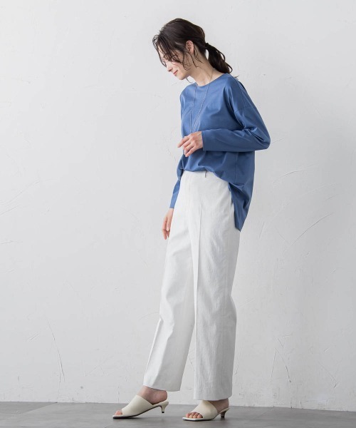 LAUTREAMONT(ロートレアモン)の「【WEB限定】【3サイズ】スムースコットンカットソー≪洗える/接触冷感≫(Tシャツ/カットソー・レディース・ベージュ/チャコールグレー/ブルー/ブラック/ホワイト・11号/9号/7号)」の14枚目の写真