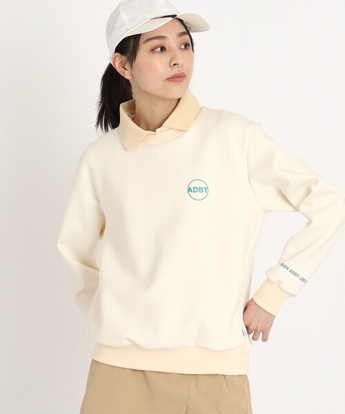 adabat（アダバット）の「◆【ADBT】袖ロゴデザイン 長袖クルーネックトレーナー（スウェット・レディース・ブラック/オレンジ/ホワイト・42/40/38）」の2枚目の写真