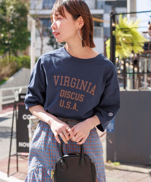 DISCUS ATHLETIC（ディスカス　アスレチック）の「DISCUS/ディスカス カレッジBIGTシャツ（Tシャツ/カットソー・レディース・イエロー/グリーン/ネイビー/レッド/ホワイト/ブラック・FREE）」の4枚目の写真