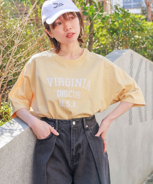 DISCUS ATHLETIC（ディスカス　アスレチック）の「DISCUS/ディスカス カレッジBIGTシャツ（Tシャツ/カットソー・レディース・イエロー/グリーン/ネイビー/レッド/ホワイト/ブラック・FREE）」の5枚目の写真