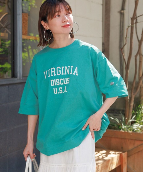 DISCUS ATHLETIC（ディスカス　アスレチック）の「DISCUS/ディスカス カレッジBIGTシャツ（Tシャツ/カットソー・レディース・イエロー/グリーン/ネイビー/レッド/ホワイト/ブラック・FREE）」の3枚目の写真