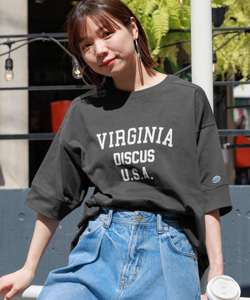 DISCUS ATHLETIC（ディスカス　アスレチック）の「DISCUS/ディスカス カレッジBIGTシャツ（Tシャツ/カットソー・レディース・イエロー/グリーン/ネイビー/レッド/ホワイト/ブラック・FREE）」の16枚目の写真