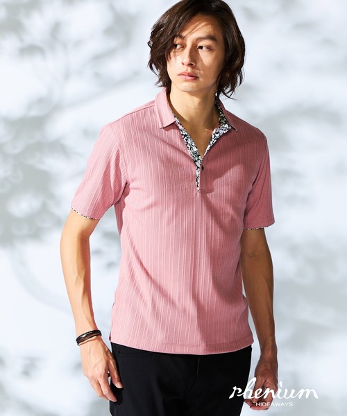 【WEB限定】ランダムテレコスキッパーポロシャツ（ポロシャツ）｜HIDEAWAYS NICOLE（ハイダウェイニコル）