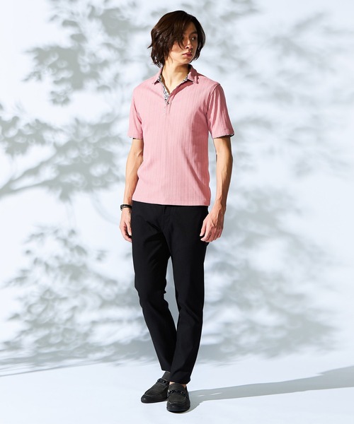 【WEB限定】ランダムテレコスキッパーポロシャツ（ポロシャツ）｜HIDEAWAYS NICOLE（ハイダウェイニコル）