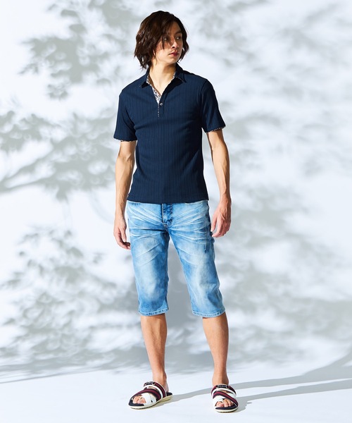 【WEB限定】ランダムテレコスキッパーポロシャツ（ポロシャツ）｜HIDEAWAYS NICOLE（ハイダウェイニコル）