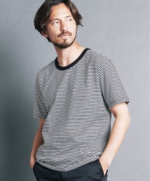 SUPIMA CTN SILKET BORDER U/N TEE S/S:スーピマ コットン シルケット ボーダー Uネック Tシャツ